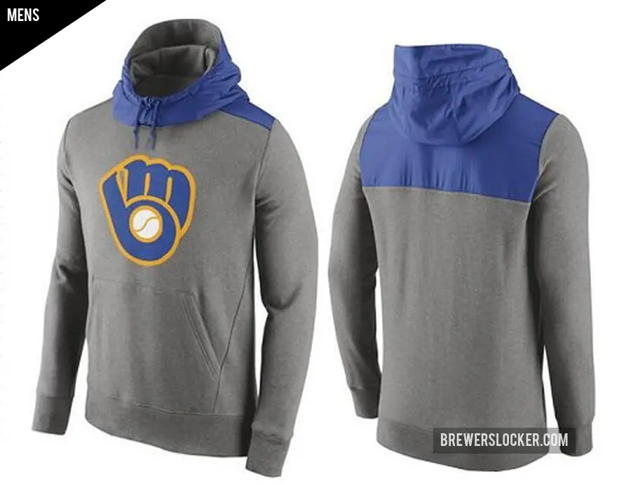Men's Milwaukee Brewers Gray Cooperstown Collection Hybrid Pullover Hoodie