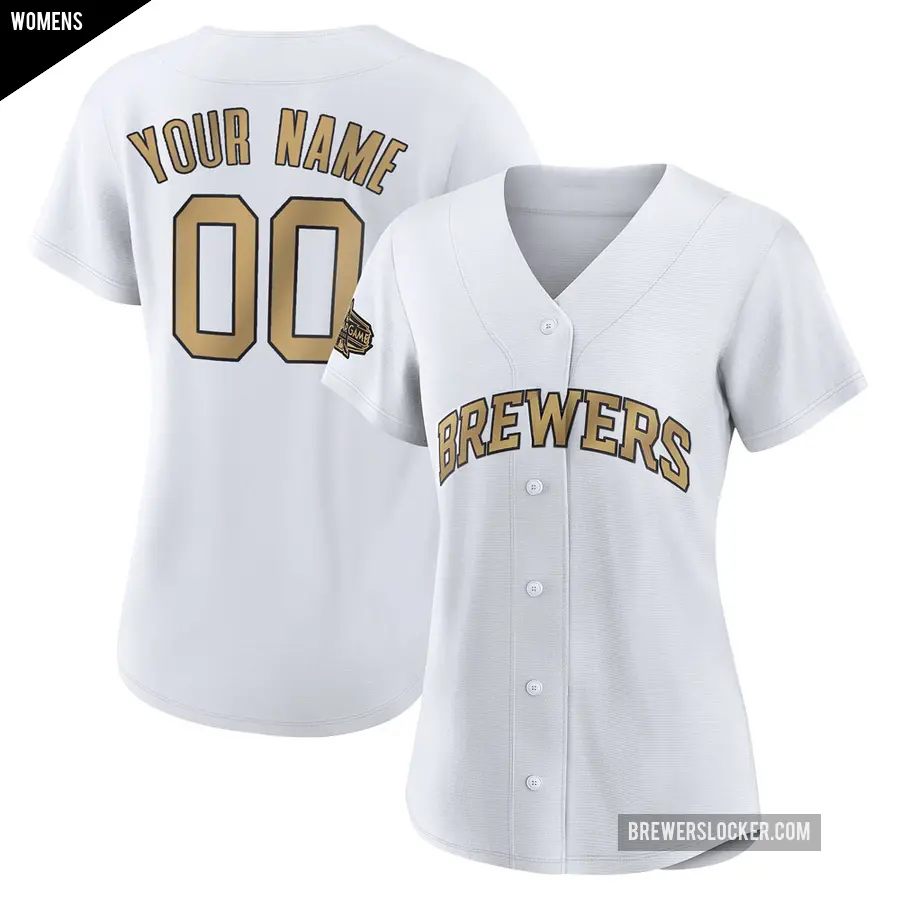 Women's Milwaukee Brewers ＃00 Custom Game White Replica 2022 All-Star Jersey