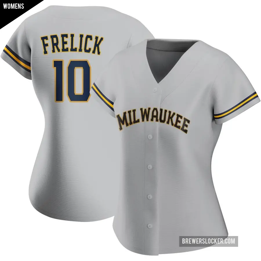 Women's Milwaukee Brewers ＃10 Sal Frelick Replica Gray Road Jersey