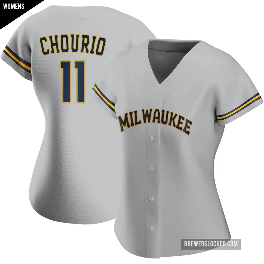 Women's Milwaukee Brewers ＃11 Jackson Chourio Authentic Gray Road Jersey
