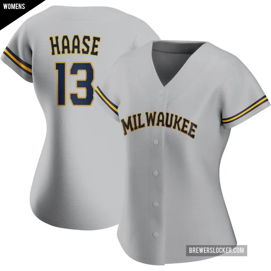 Women's Milwaukee Brewers ＃13 Eric Haase Authentic Gray Road Jersey