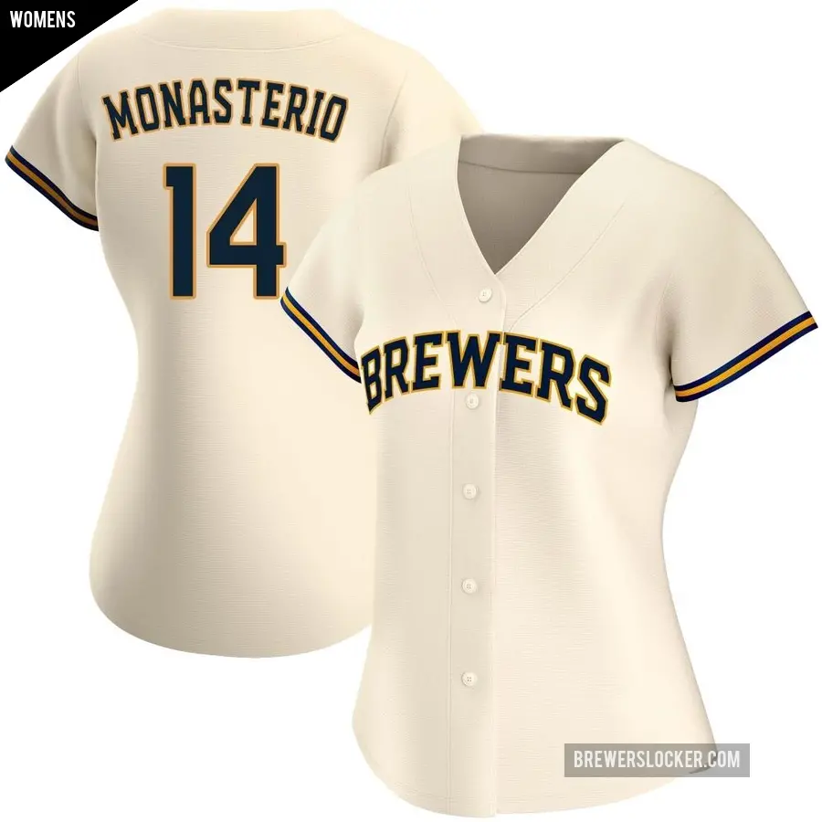 Women's Milwaukee Brewers ＃14 Andruw Monasterio Replica Cream Home Jersey