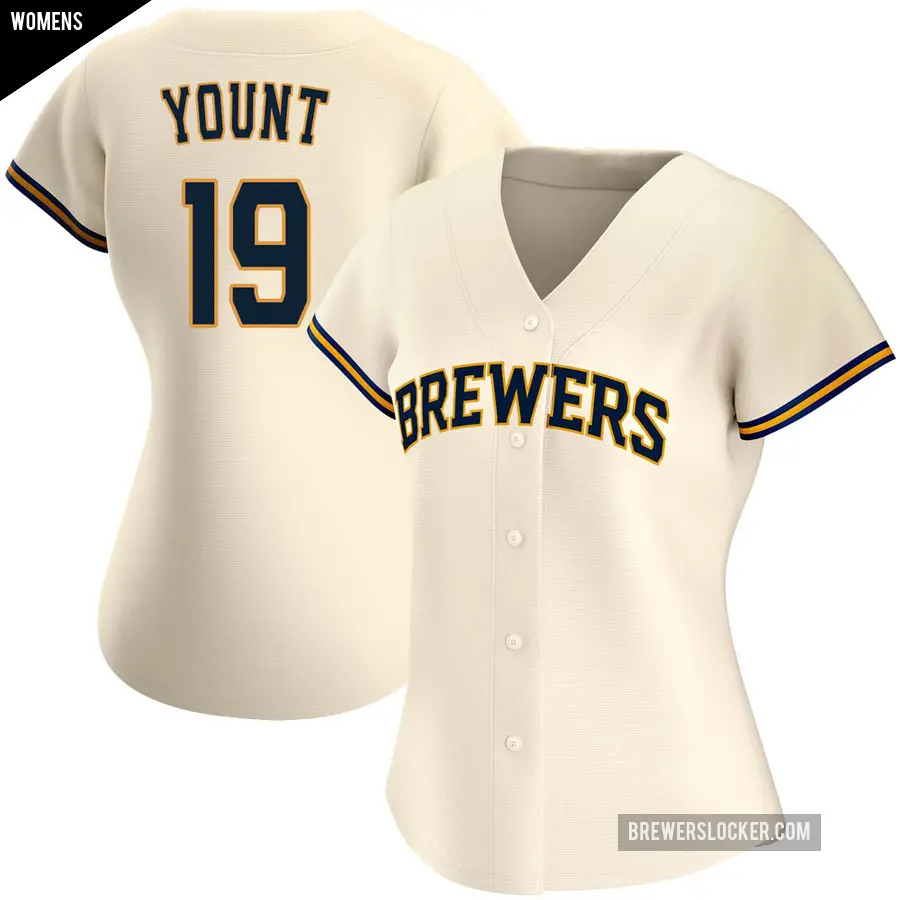 Women's Milwaukee Brewers ＃19 Robin Yount Authentic Cream Home Jersey