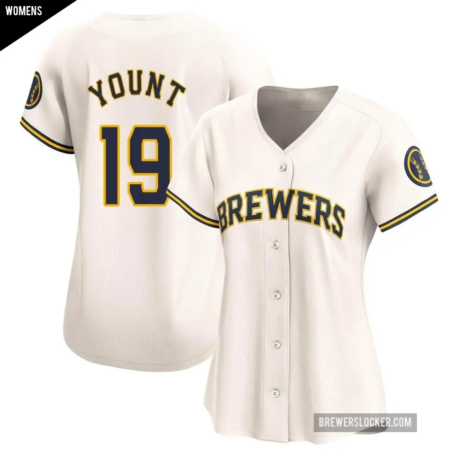 Women's Milwaukee Brewers ＃19 Robin Yount Limited Cream Home Jersey