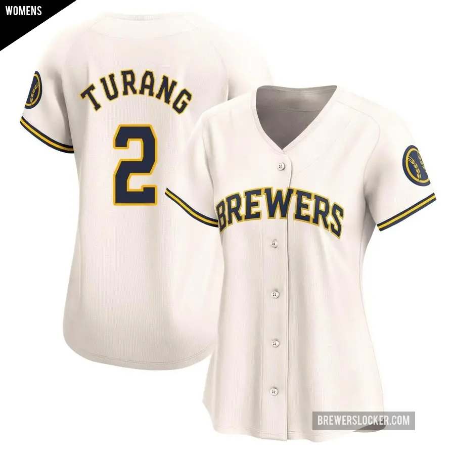 Women's Milwaukee Brewers ＃2 Brice Turang Limited Cream Home Jersey