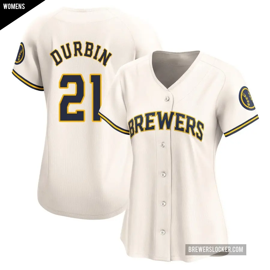 Women's Milwaukee Brewers ＃21 Caleb Durbin Limited Cream Home Jersey