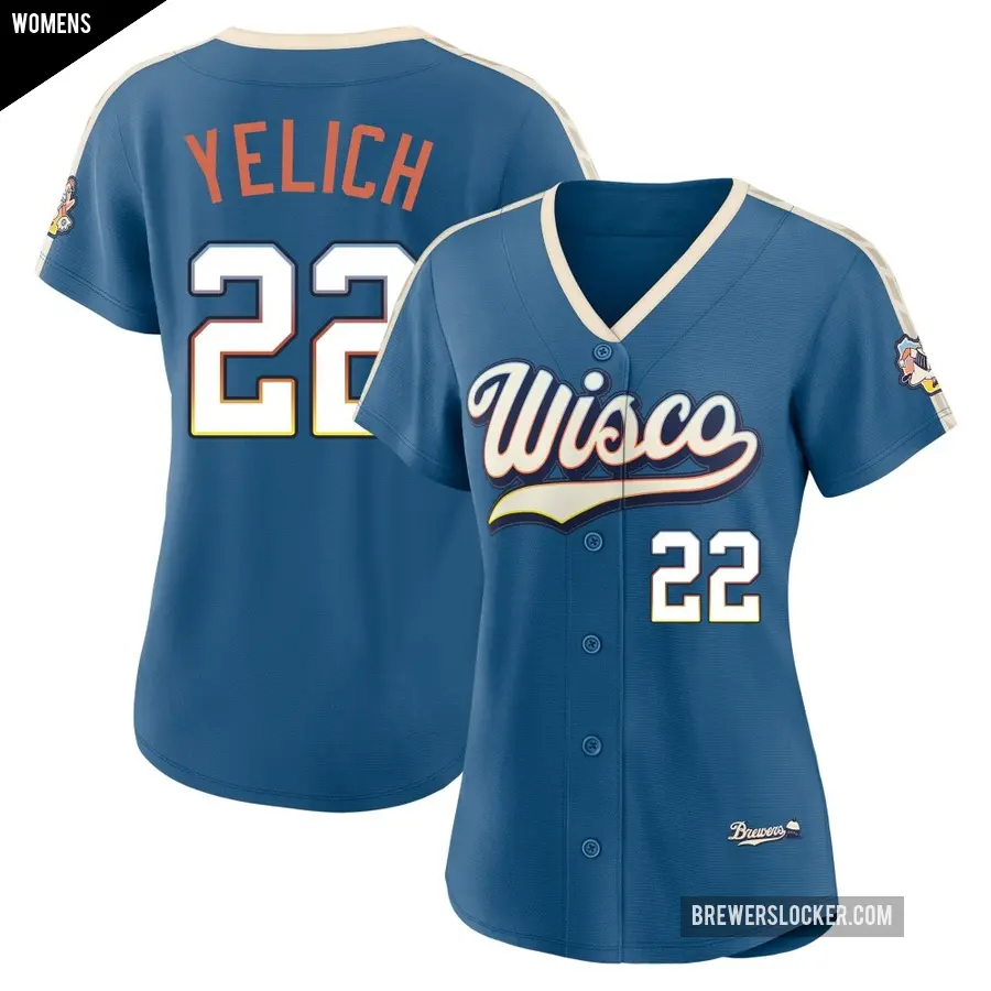 Women's Milwaukee Brewers ＃22 Christian Yelich Limited Blue Mineral 2026 City Connect Stadium Jersey