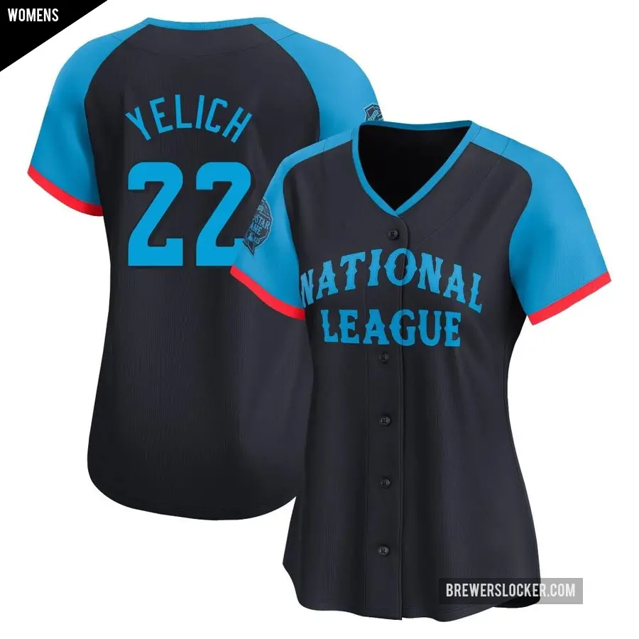 Women's Milwaukee Brewers ＃22 Christian Yelich Limited Navy National League 2024 All-Star Game Jersey