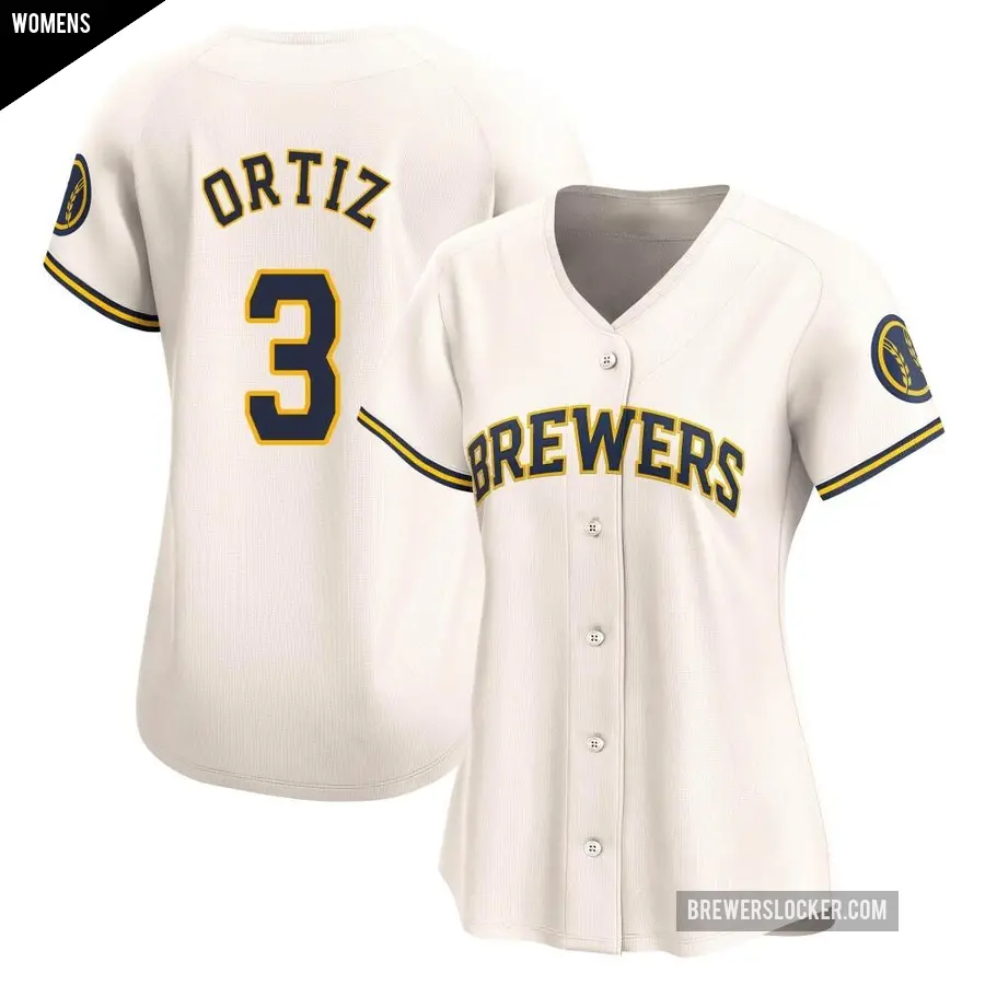 Women's Milwaukee Brewers ＃3 Joey Ortiz Limited Cream Home Jersey