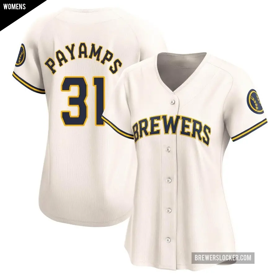 Women's Milwaukee Brewers ＃31 Joel Payamps Limited Cream Home Jersey