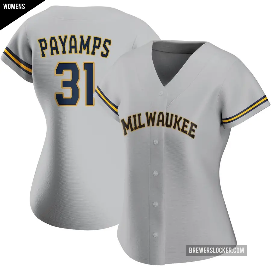 Women's Milwaukee Brewers ＃31 Joel Payamps Replica Gray Road Jersey