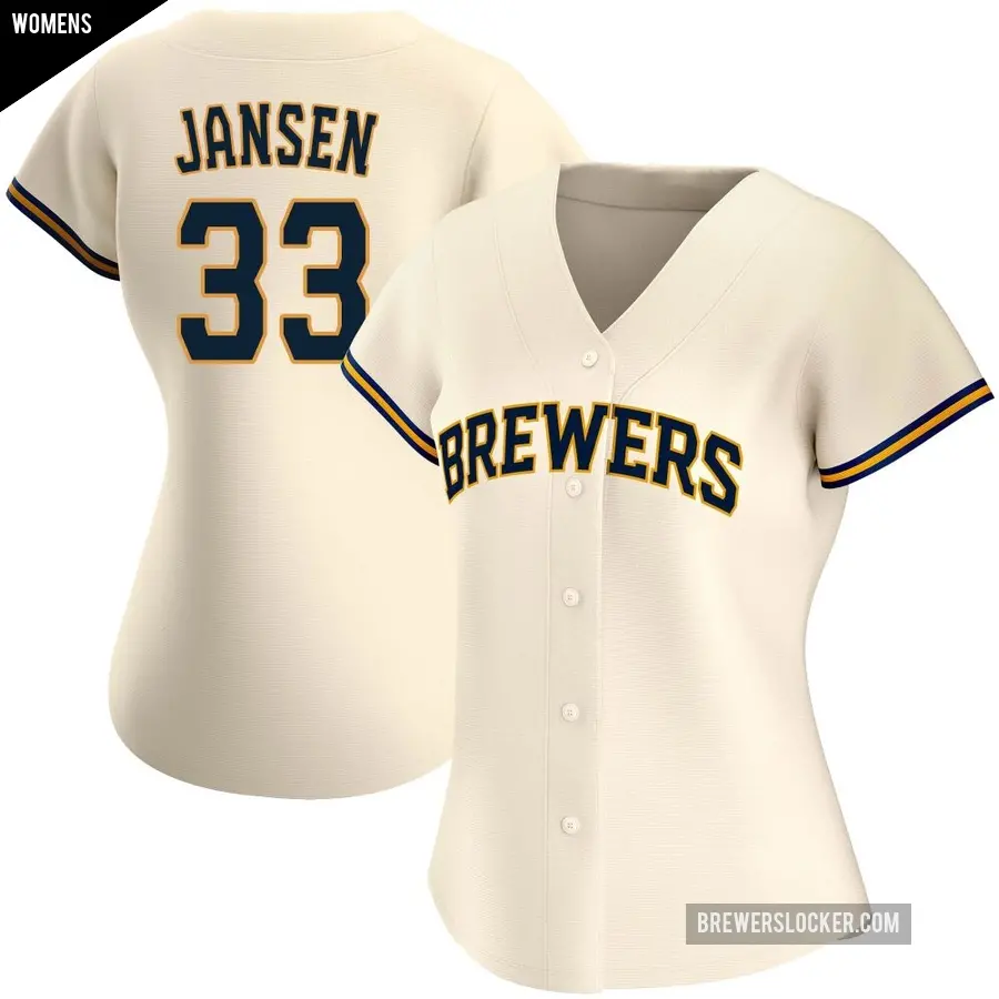 Women's Milwaukee Brewers ＃33 Danny Jansen Authentic Cream Home Jersey