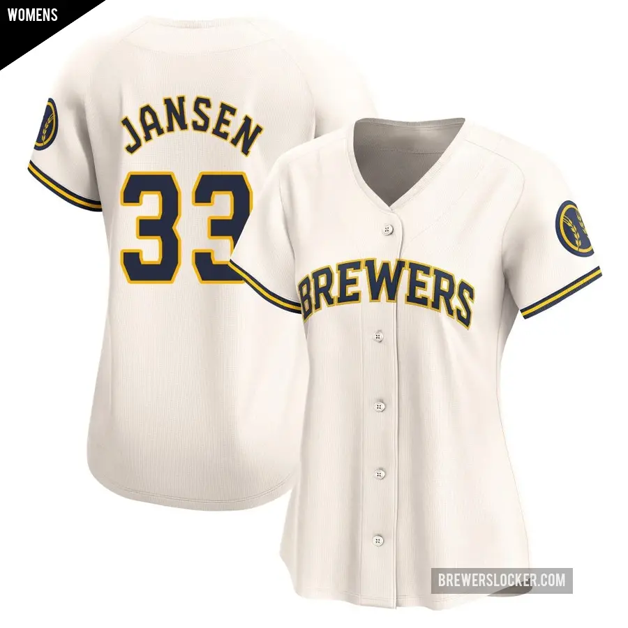 Women's Milwaukee Brewers ＃33 Danny Jansen Limited Cream Home Jersey