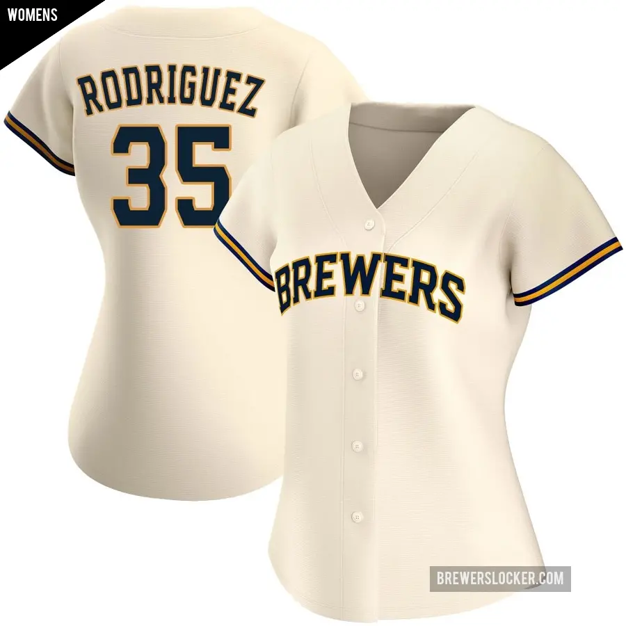 Women's Milwaukee Brewers ＃35 Elvin Rodriguez Authentic Cream Home Jersey