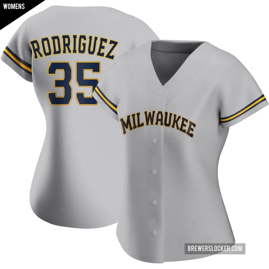 Women's Milwaukee Brewers ＃35 Elvin Rodriguez Replica Gray Road Jersey