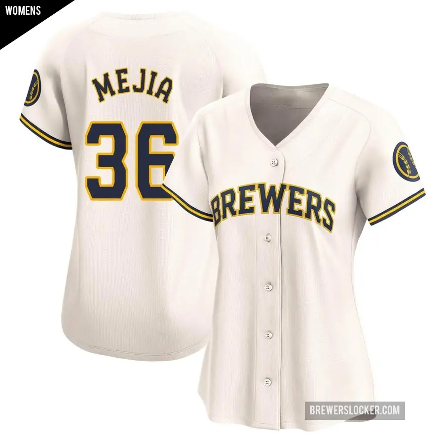 Women's Milwaukee Brewers ＃36 J.C. Mejia Limited Cream Home Jersey