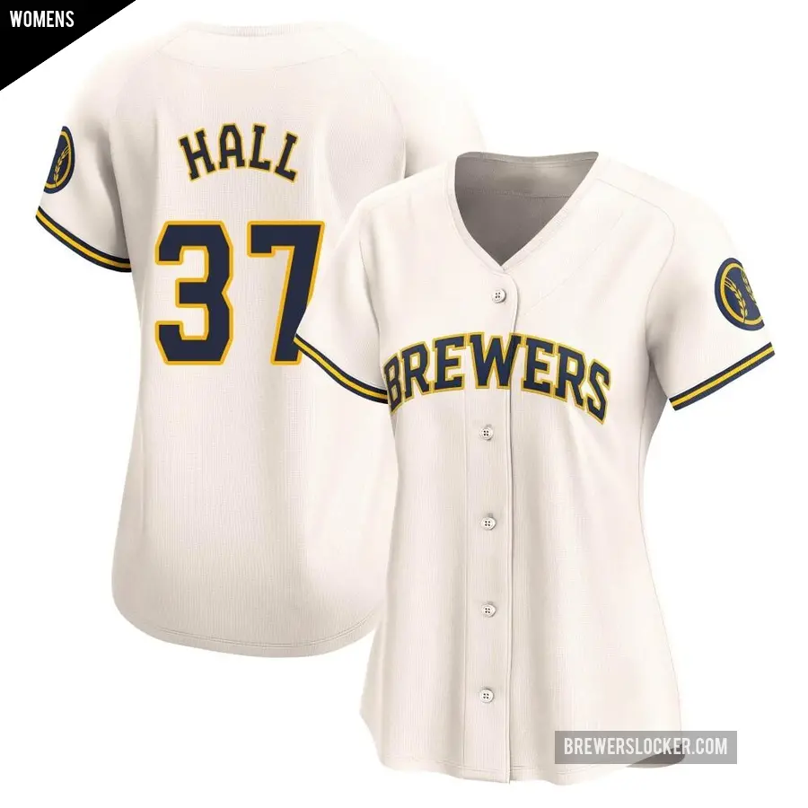 Women's Milwaukee Brewers ＃37 DL Hall Limited Cream Home Jersey