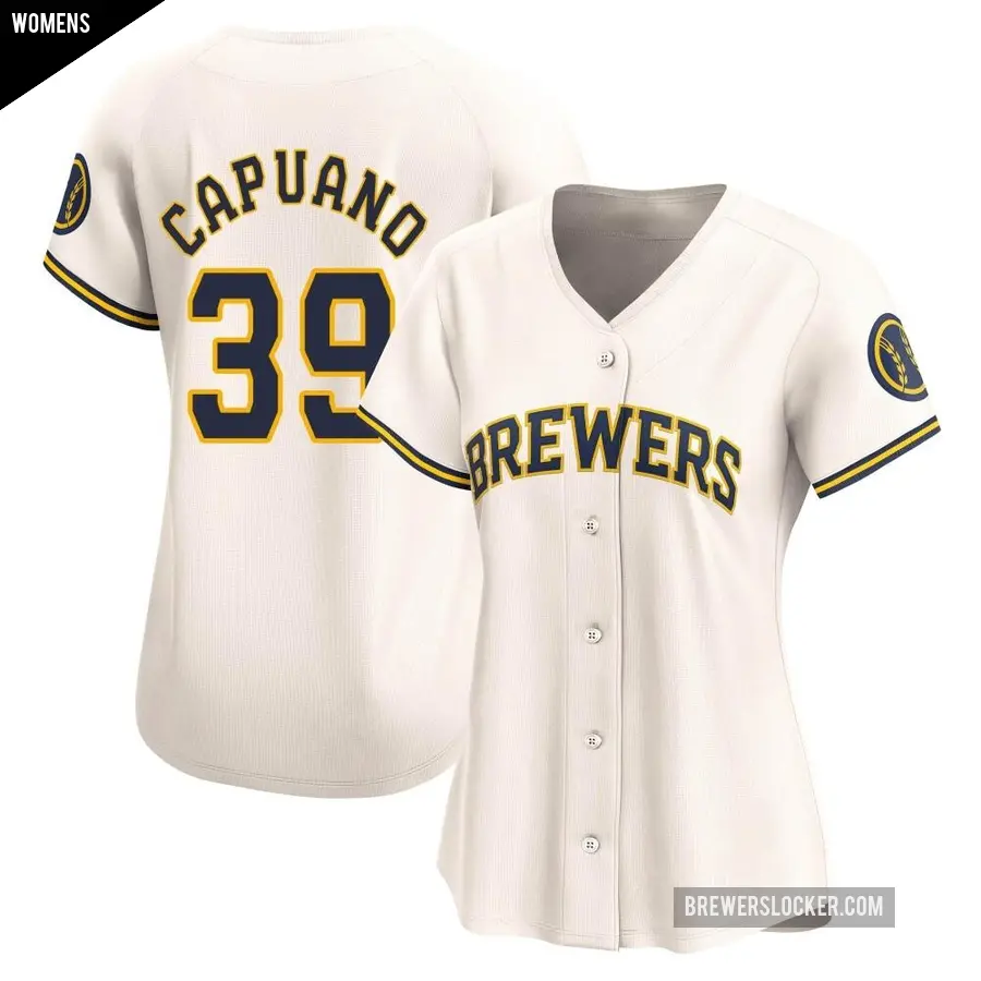 Women's Milwaukee Brewers ＃39 Chris Capuano Limited Cream Home Jersey
