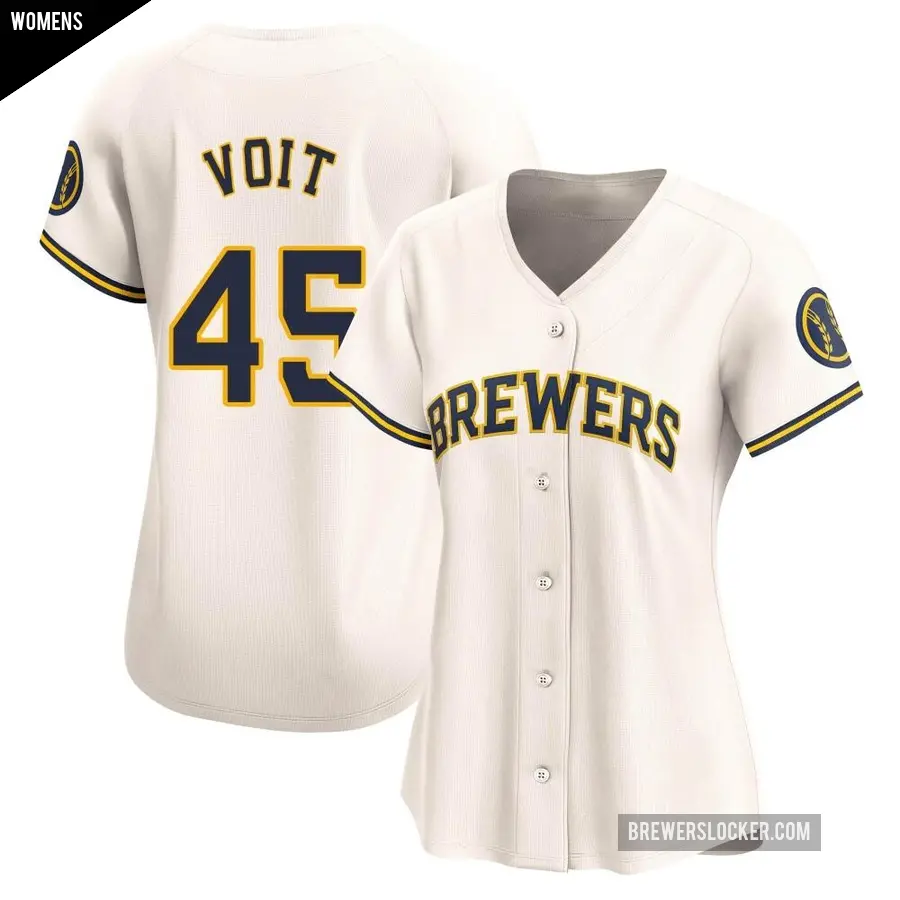 Women's Milwaukee Brewers ＃45 Luke Voit Limited Cream Home Jersey