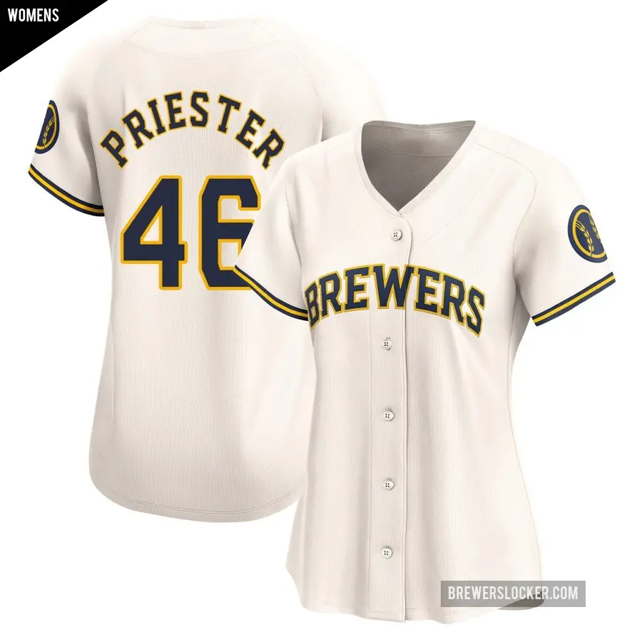 Women's Milwaukee Brewers ＃46 Quinn Priester Limited Cream Home Jersey
