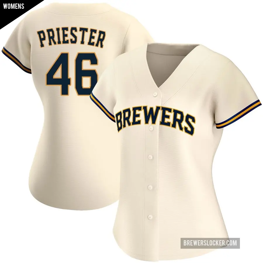 Women's Milwaukee Brewers ＃46 Quinn Priester Replica Cream Home Jersey