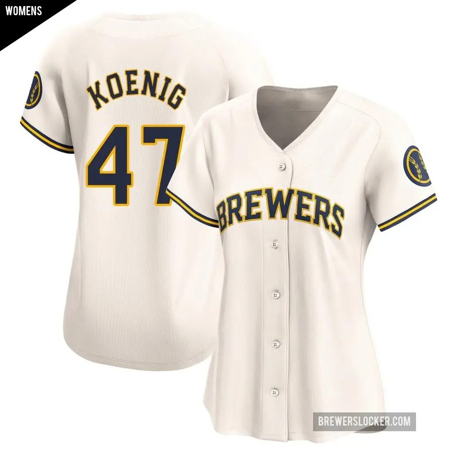 Women's Milwaukee Brewers ＃47 Jared Koenig Limited Cream Home Jersey