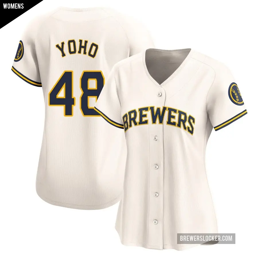 Women's Milwaukee Brewers ＃48 Craig Yoho Limited Cream Home Jersey