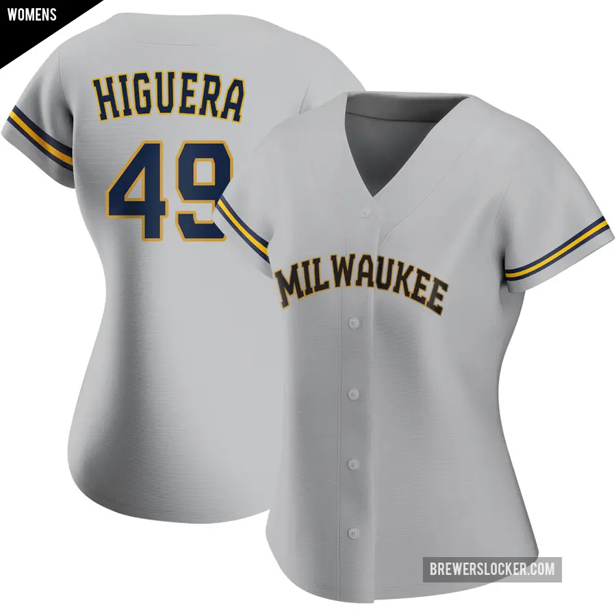 Women's Milwaukee Brewers ＃49 Teddy Higuera Authentic Gray Road Jersey
