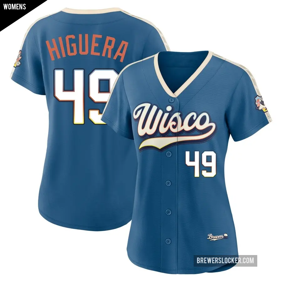Women's Milwaukee Brewers ＃49 Teddy Higuera Limited Blue Mineral 2026 City Connect Stadium Jersey
