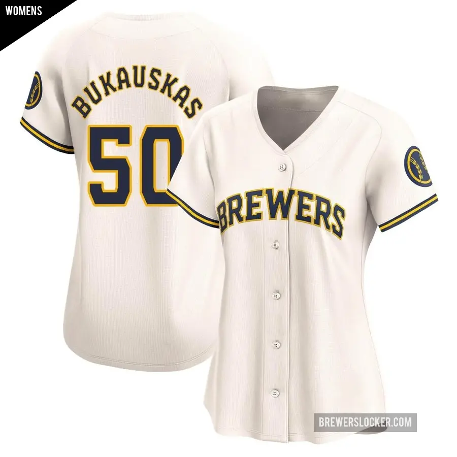 Women's Milwaukee Brewers ＃50 J.B. Bukauskas Limited Cream Home Jersey