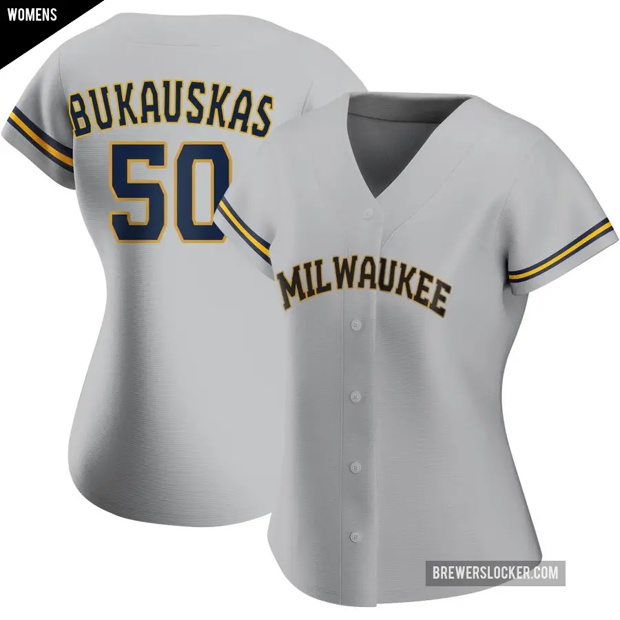 Women's Milwaukee Brewers ＃50 J.B. Bukauskas Replica Gray Road Jersey