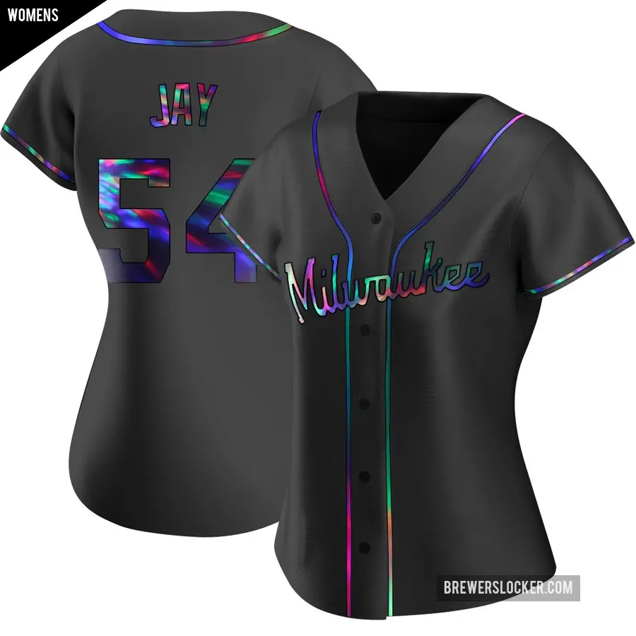 Women's Milwaukee Brewers ＃54 Tyler Jay Replica Black Holographic Alternate Jersey