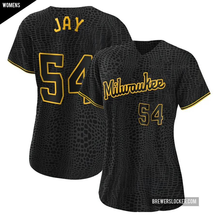 Women's Milwaukee Brewers ＃54 Tyler Jay Replica Black Snake Skin City Jersey