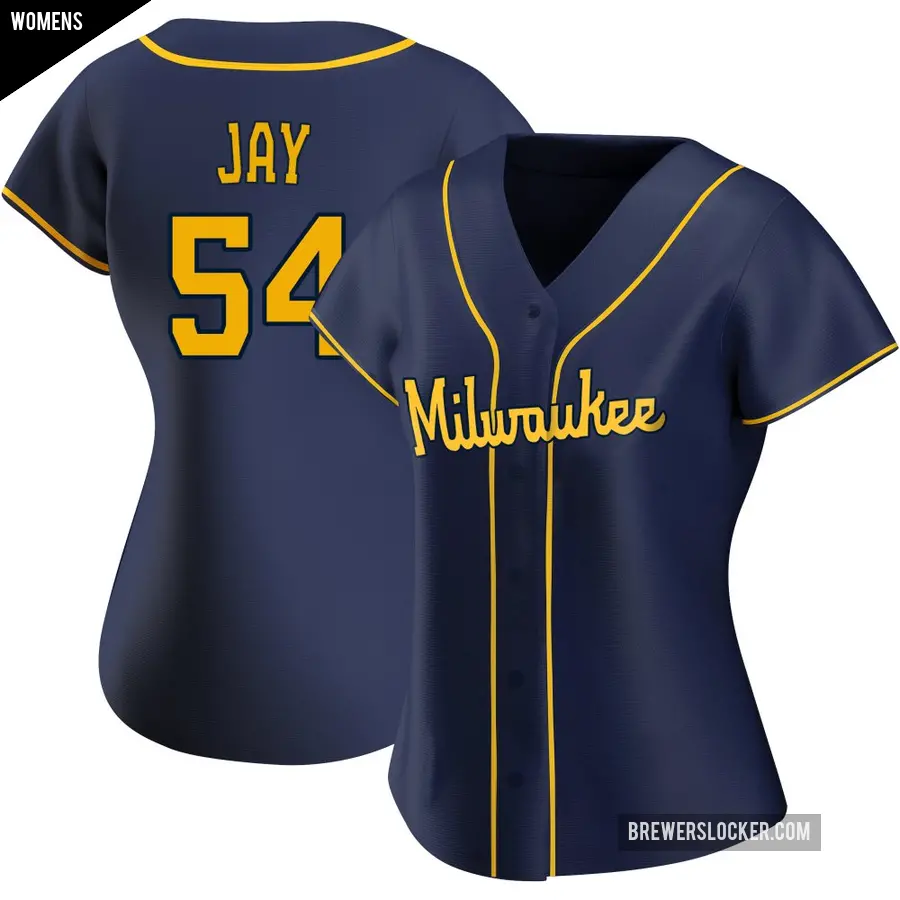 Women's Milwaukee Brewers ＃54 Tyler Jay Replica Navy Alternate Jersey
