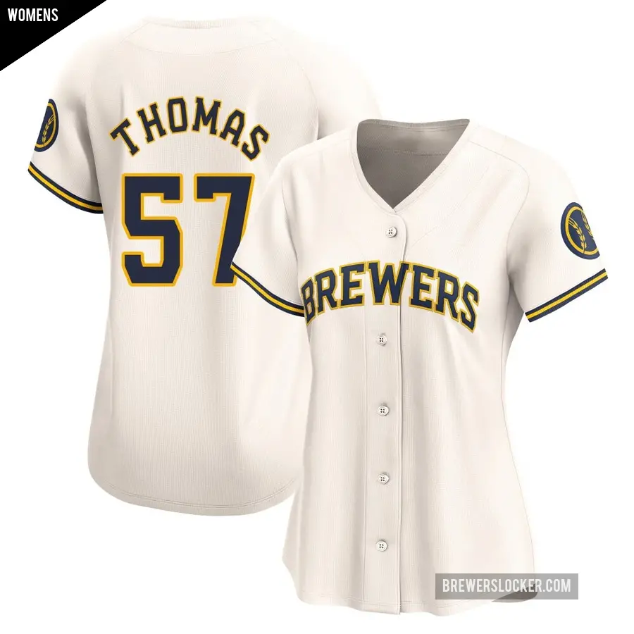 Women's Milwaukee Brewers ＃57 Connor Thomas Limited Cream Home Jersey