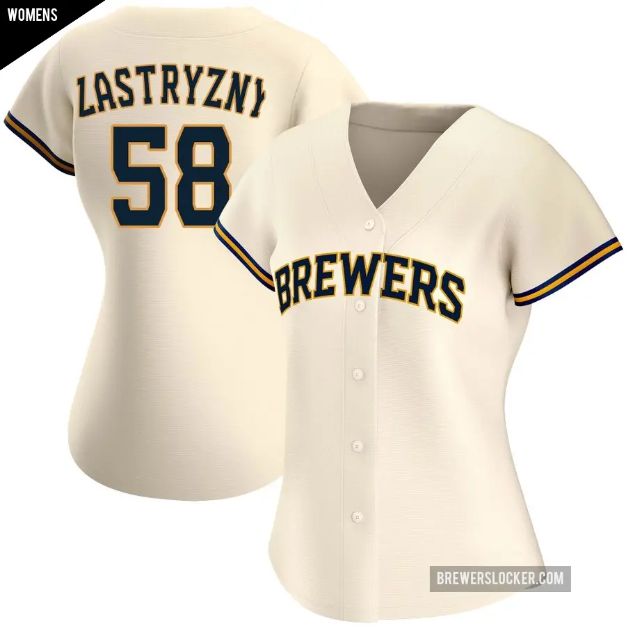 Women's Milwaukee Brewers ＃58 Rob Zastryzny Replica Cream Home Jersey
