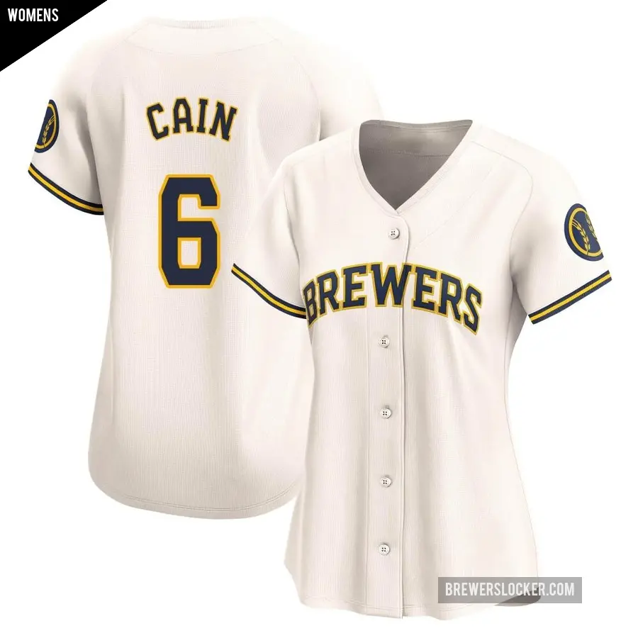 Women's Milwaukee Brewers ＃6 Lorenzo Cain Limited Cream Home Jersey