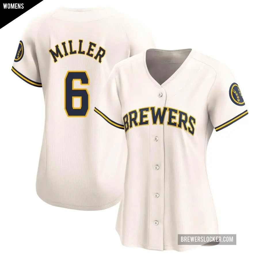 Women's Milwaukee Brewers ＃6 Owen Miller Limited Cream Home Jersey