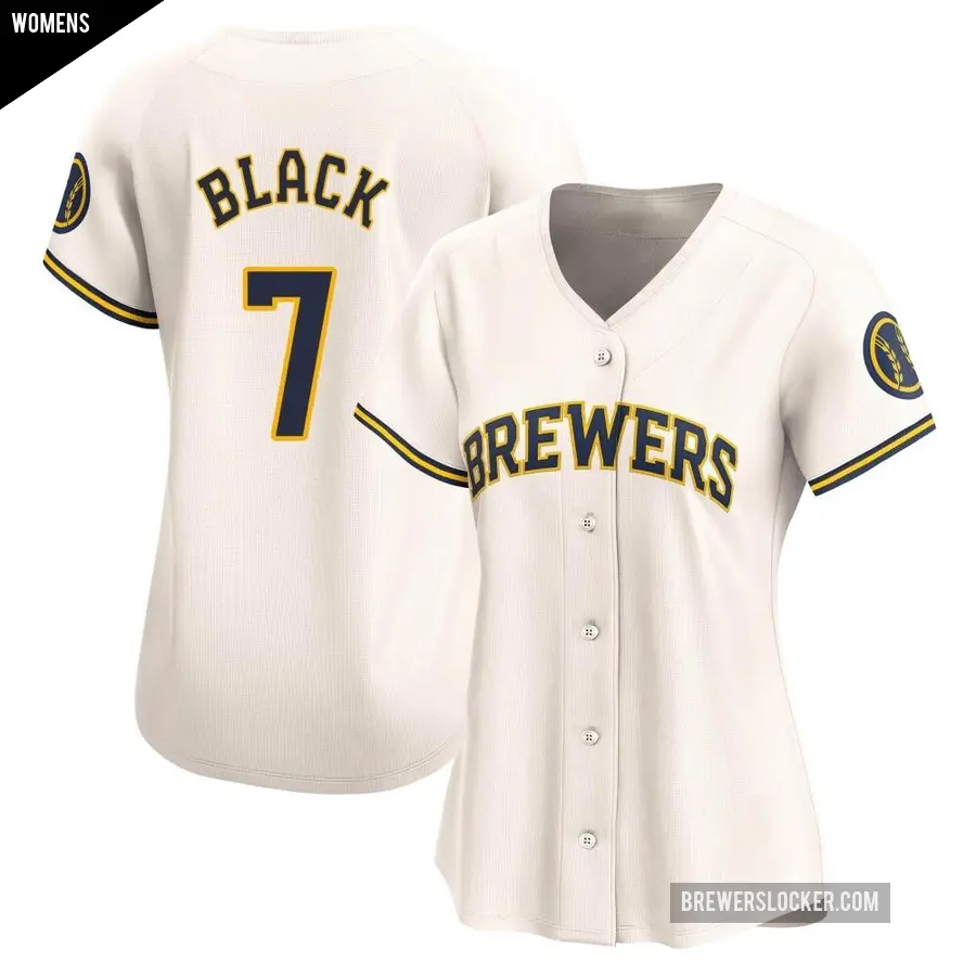 Women's Milwaukee Brewers ＃7 Tyler Black Limited Black Cream Home Jersey