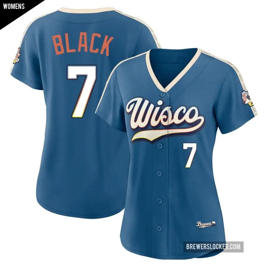 Women's Milwaukee Brewers ＃7 Tyler Black Limited Blue Mineral 2026 City Connect Stadium Jersey