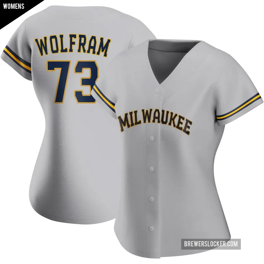 Women's Milwaukee Brewers ＃73 Grant Wolfram Authentic Gray Road Jersey