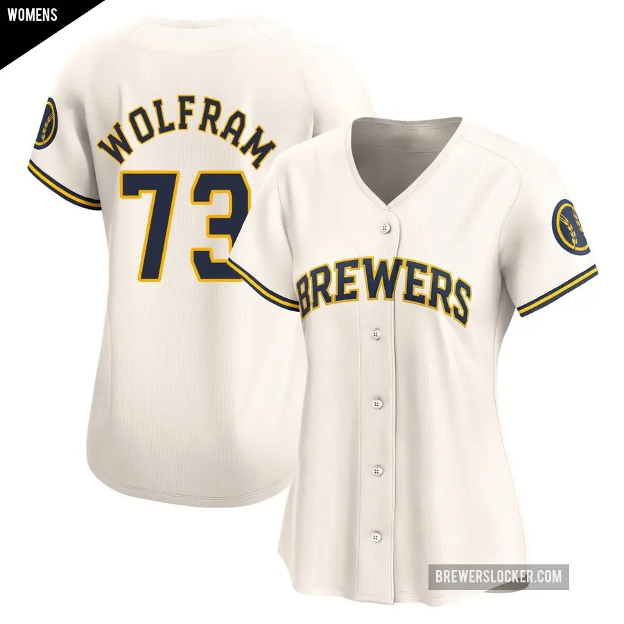 Women's Milwaukee Brewers ＃73 Grant Wolfram Limited Cream Home Jersey