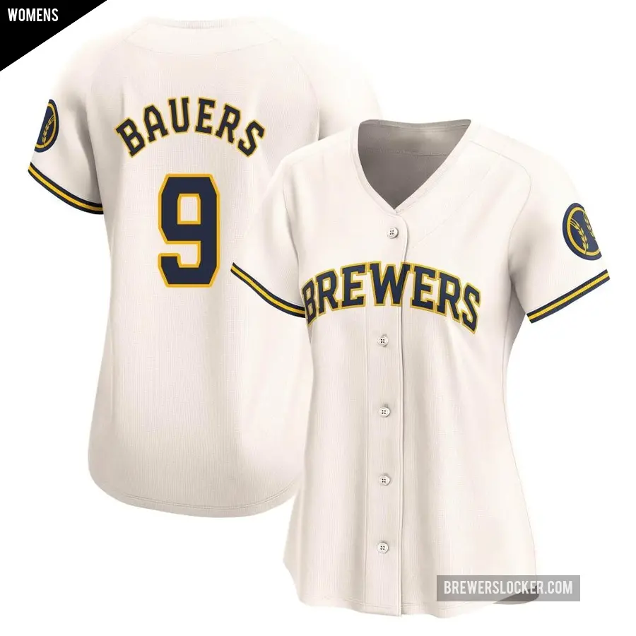 Women's Milwaukee Brewers ＃9 Jake Bauers Limited Cream Home Jersey