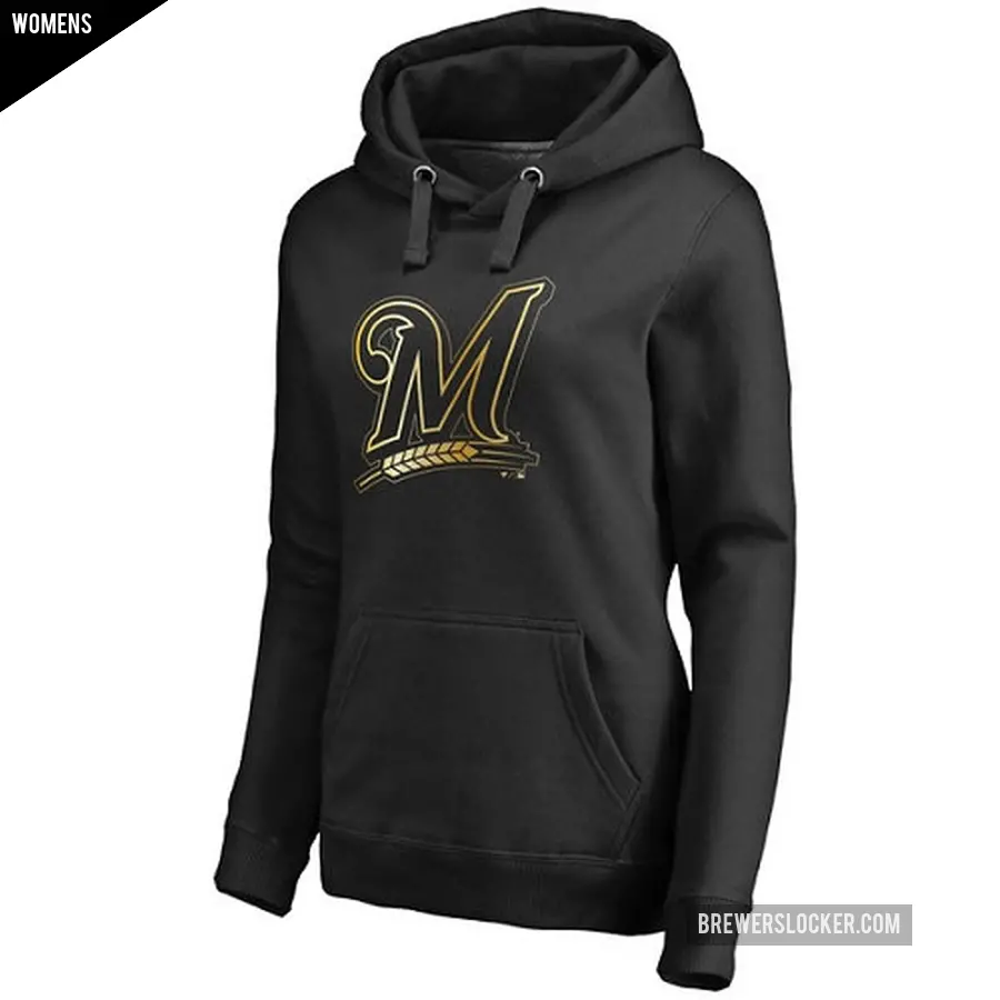 Women's Milwaukee Brewers Gold Collection Pullover Hoodie - Black