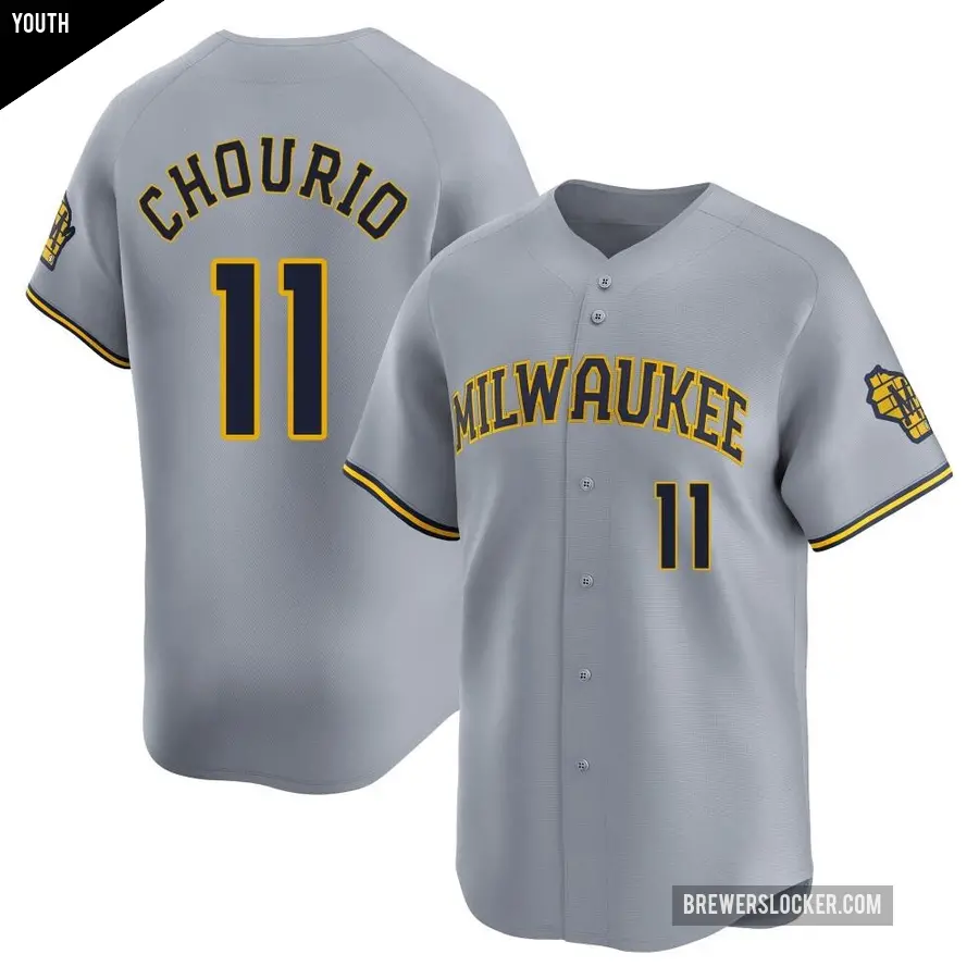 Youth Milwaukee Brewers ＃11 Jackson Chourio Limited Gray Away Jersey