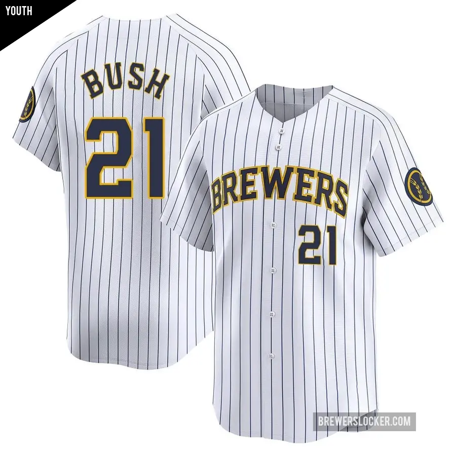Youth Milwaukee Brewers ＃21 Matt Bush Limited White Alternate Jersey