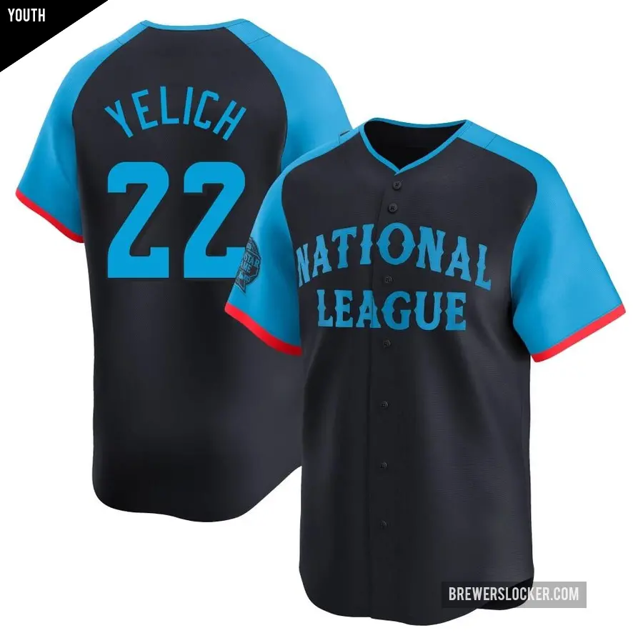 Youth Milwaukee Brewers ＃22 Christian Yelich Limited Navy National League 2024 All-Star Game Jersey