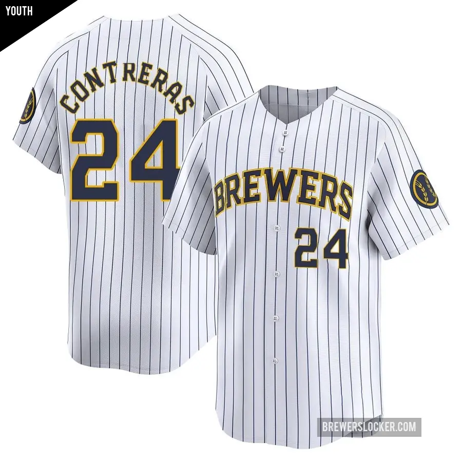 Youth Milwaukee Brewers ＃24 William Contreras Limited White Alternate Jersey