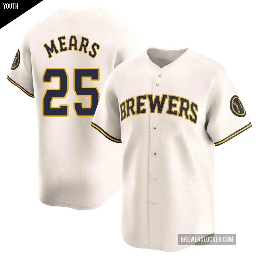 Youth Milwaukee Brewers ＃25 Nick Mears Limited Cream Home Jersey