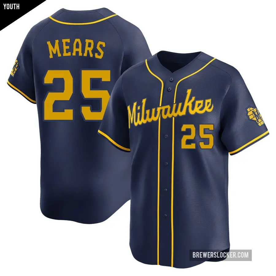 Youth Milwaukee Brewers ＃25 Nick Mears Limited Navy Alternate Jersey